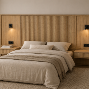 Tête de lit Linea avec structure tasseaux décoratifs